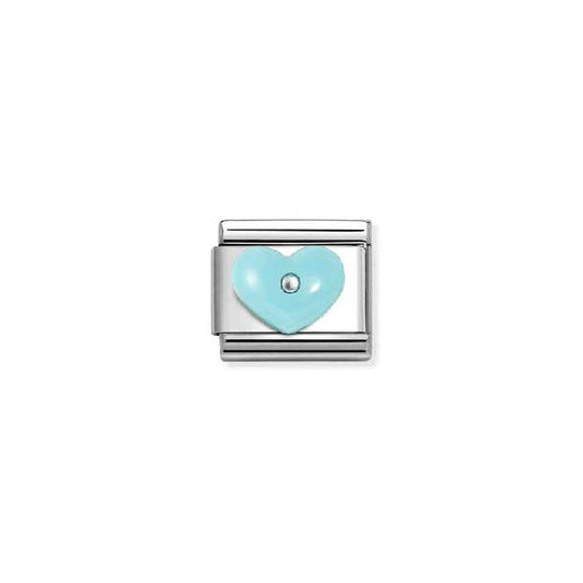 Nomination Classic Silver and CZ Turquoise Resin Heart Love & Hearts Charm