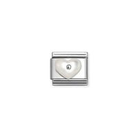 Classic Silver and CZ White Mother Of Pearl Heart Love & Hearts Charms