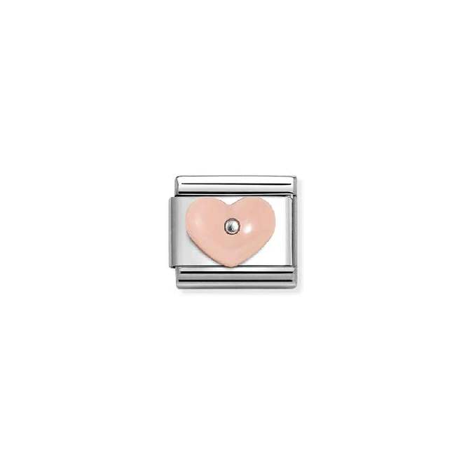 Classic Silver and CZ Pink Resin Heart Love & Hearts Charms