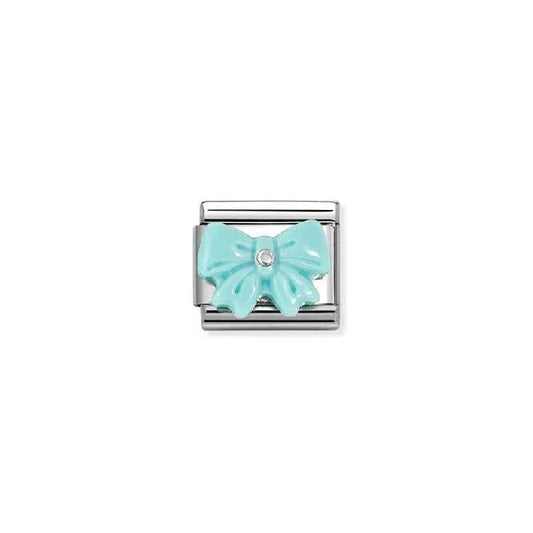 Classic Silver and CZ Turquoise Resin Bow Fashion & Fun Charms