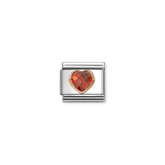 Classic Rose Gold and CZ Facetted Red Heart Love & Hearts Charms