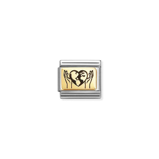 Classic Gold and Enamel Hands with Globe Love & Hearts Charms