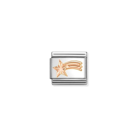 Classic Rose Gold Diamond-Etched Comet Star Christmas Charms