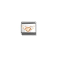 Classic Rose Gold and Enamel Diamond-Etched Winged Heart Christmas Charms