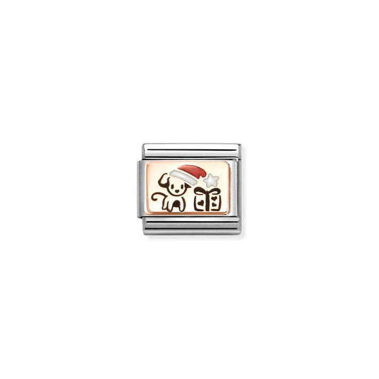 Classic Rose Gold and Enamel Dog with Gift Pack Christmas Charms