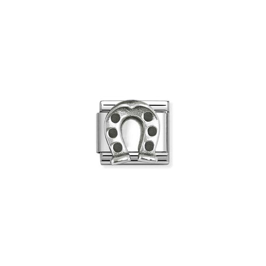 Classic Oxidised Silver and Enamel Horseshoe 2 Good Luck Charms