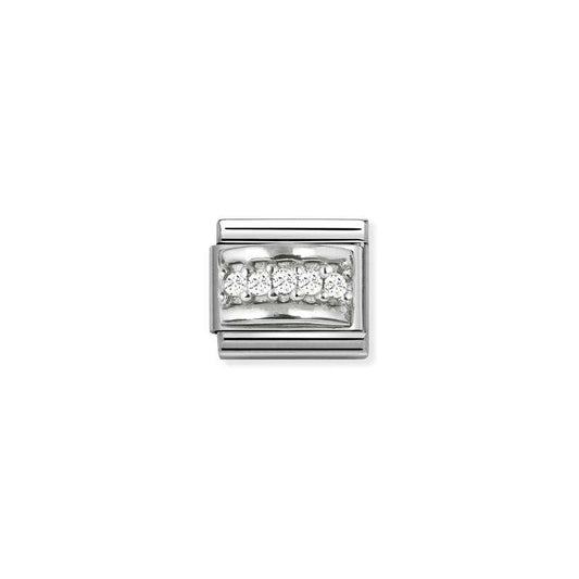 Classic Silver CZ White Track Sparkly & Stones Charms