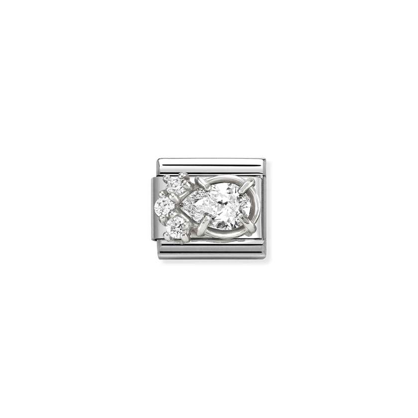 Nomination Classic Silver CZ Clear White Drop Sparkly & Stones Charms