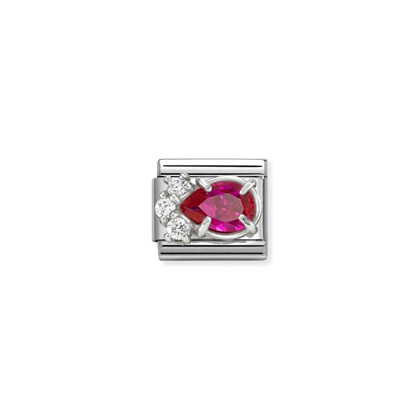 Classic Silver CZ Red Drop Sparkly & Stones Charms