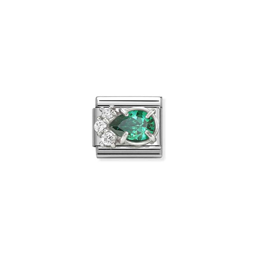 Classic Silver CZ Green Drop Sparkly & Stones Charms