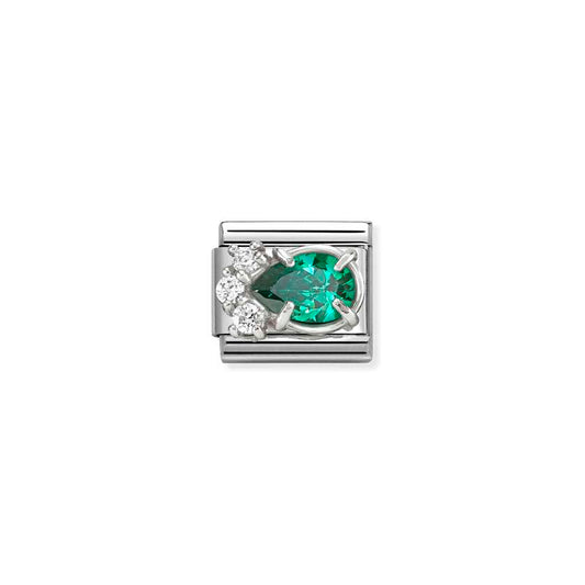 Classic Silver CZ Green Drop Sparkly & Stones Charms