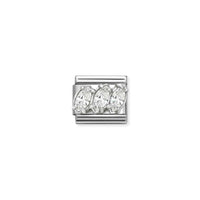 Classic Silver CZ White Trilogy Sparkly & Stones Charms