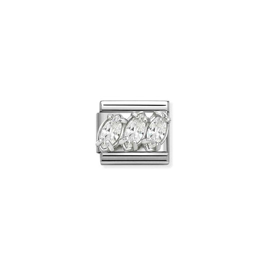 Classic Silver CZ White Trilogy Sparkly & Stones Charms