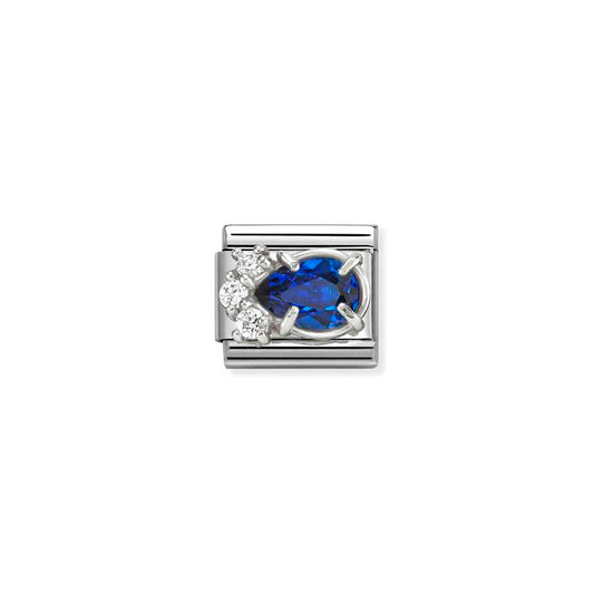 Classic Silver CZ Blue Drop Sparkly & Stones Charms