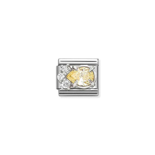 Classic Silver CZ Yellow Drop Sparkly & Stones Charms