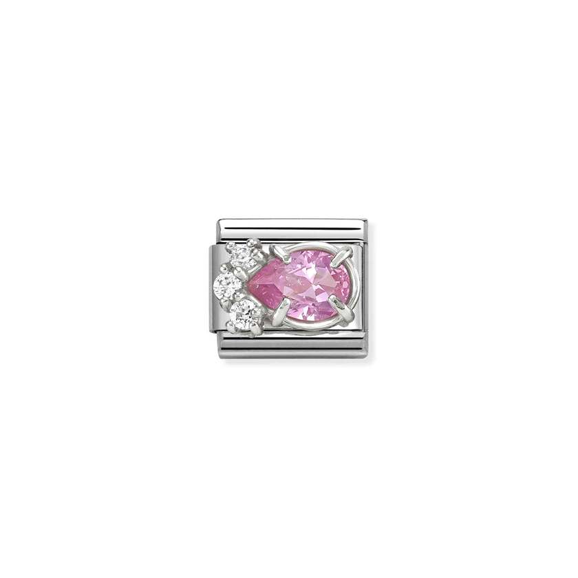 Classic Silver CZ Pink Drop Sparkly & Stones Charms
