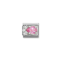 Classic Silver CZ Pink Drop Sparkly & Stones Charms