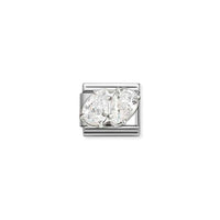 Classic Silver CZ White Double Drops Sparkly & Stones Charms