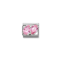 Classic Silver CZ Pink Double Drops Sparkly & Stones Charms