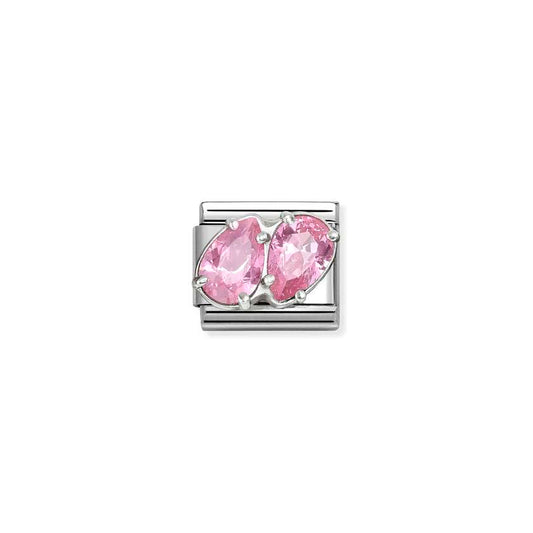 Classic Silver CZ Pink Double Drops Sparkly & Stones Charms