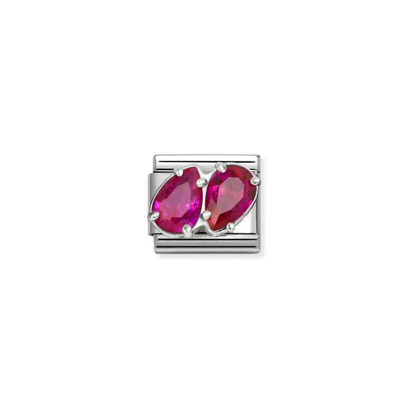 Classic Silver CZ Red Double Drops Sparkly & Stones Charms
