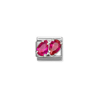 Classic Silver CZ Red Double Drops Sparkly & Stones Charms
