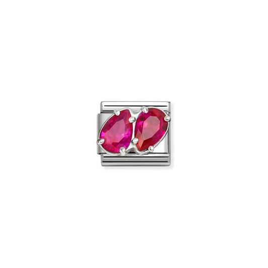 Classic Silver CZ Red Double Drops Sparkly & Stones Charms