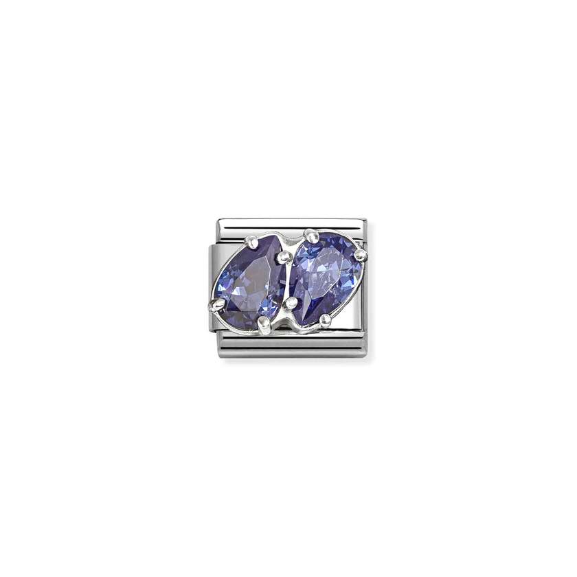 Classic Silver CZ Blue Double Drops Sparkly & Stones Charms