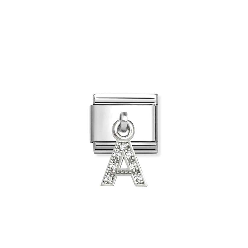 Classic Silver CZ Letter A Letters & Numbers Pendant Charms
