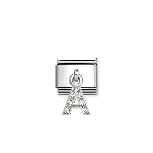 Classic Silver CZ Letter A Letters & Numbers Pendant Charms