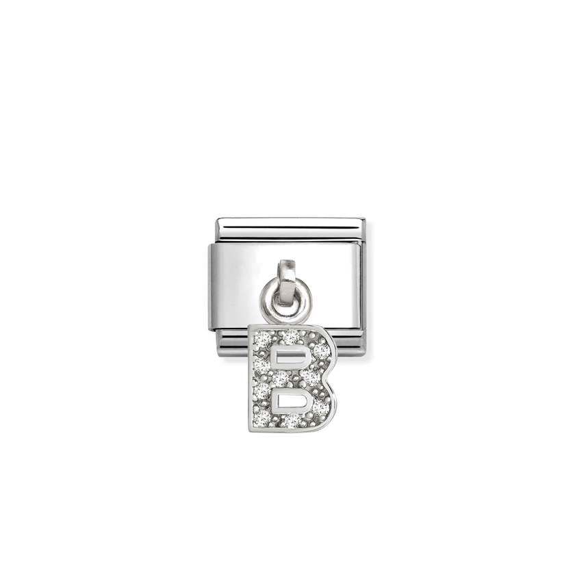 Classic Silver CZ Letter B Letters & Numbers Pendant Charms