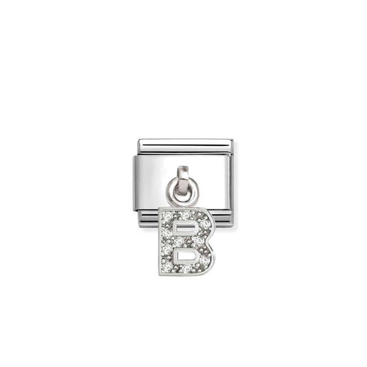 Classic Silver CZ Letter B Letters & Numbers Pendant Charms