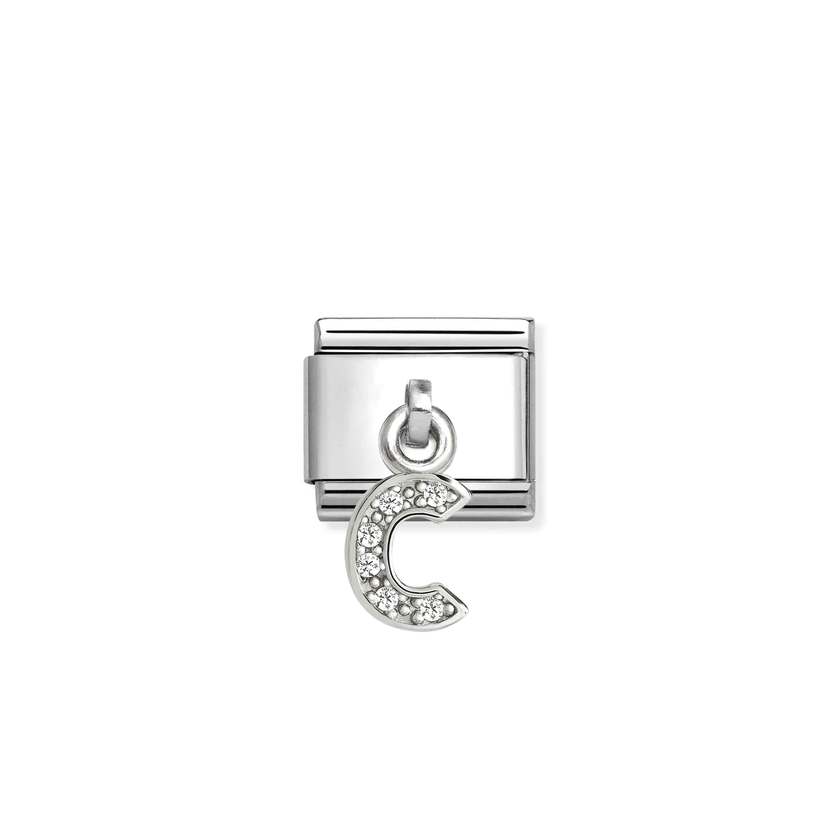 Classic Silver CZ Letter C Letters & Numbers Pendant Charms