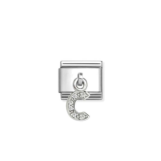 Classic Silver CZ Letter C Letters & Numbers Pendant Charms