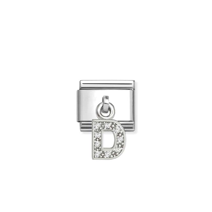 Classic Silver CZ Letter D Letters & Numbers Pendant Charms