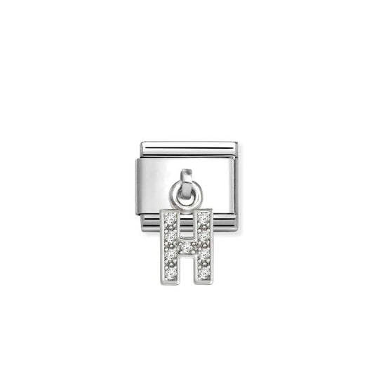 Classic Silver CZ Letter H Letters & Numbers Pendant Charms