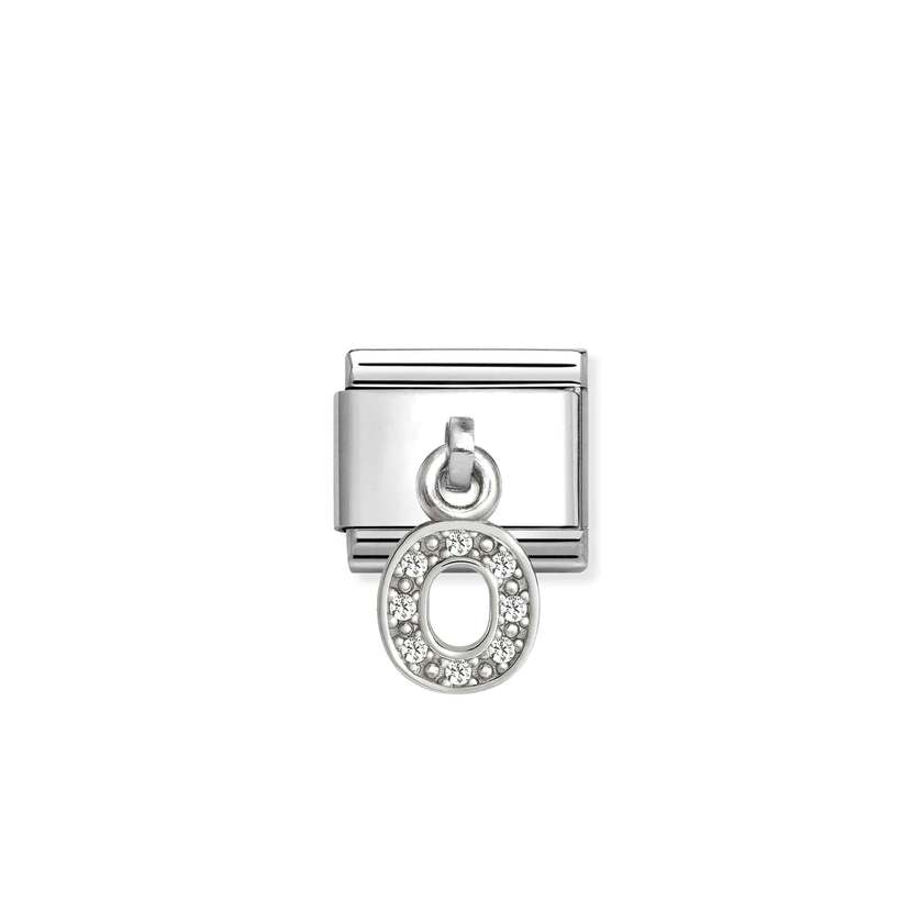 Classic Silver CZ Letter O Letters & Numbers Pendant Charms
