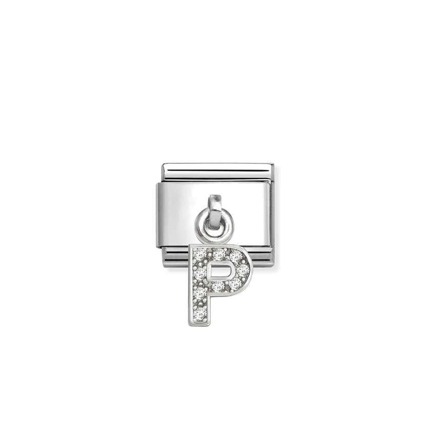 Classic Silver CZ Letter P Letters & Numbers Pendant Charms