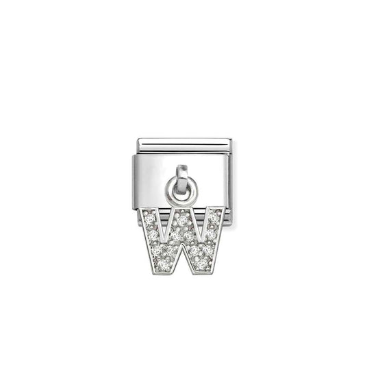 Classic Silver CZ Letter W Letters & Numbers Pendant Charms