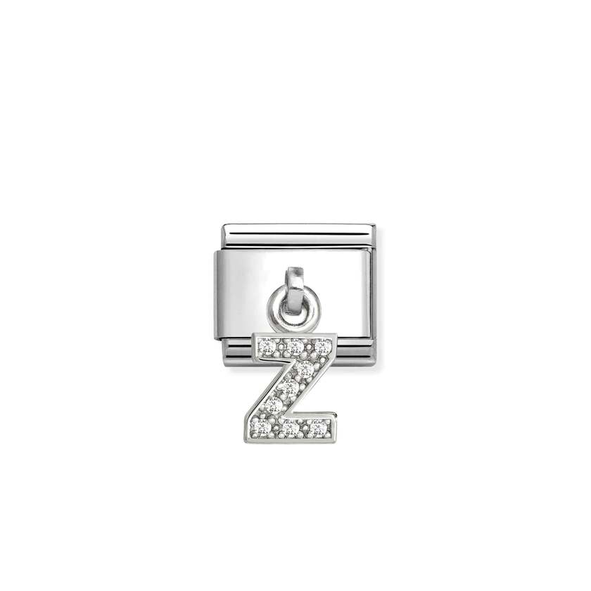 Classic Silver CZ Letter Z Letters & Numbers Pendant Charms