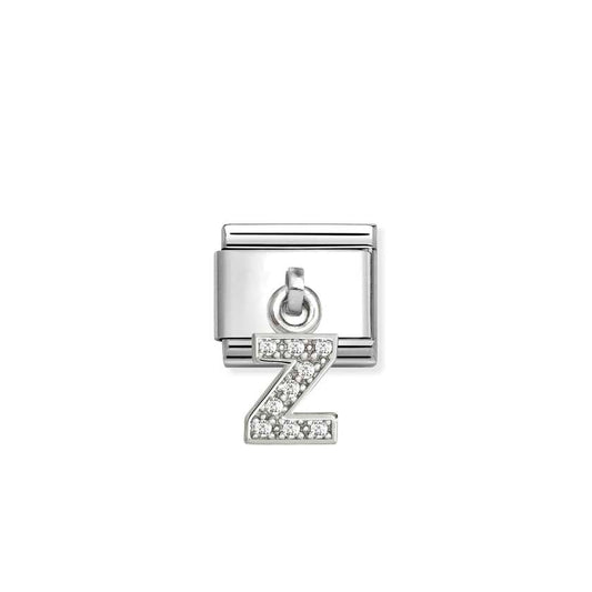 Classic Silver CZ Letter Z Letters & Numbers Pendant Charms