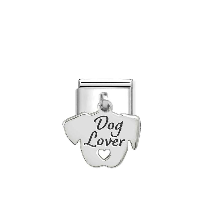 Classic Silver and Enamel Dog Lover Face Hanging Pendants Charms