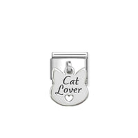 Classic Silver and Enamel Cat Lover Face Hanging Pendants Charms
