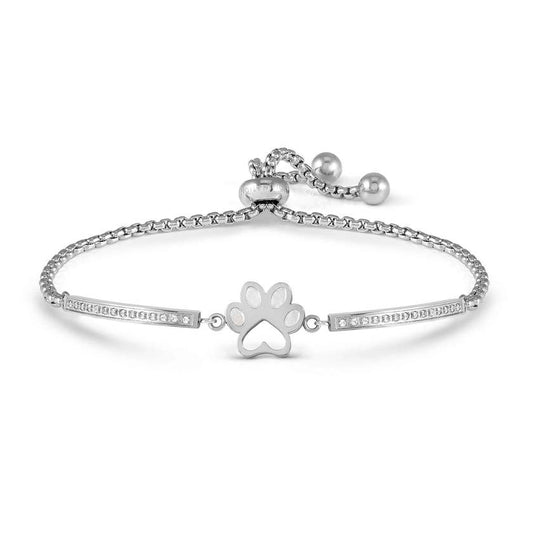Milleluci Refined Dog Pawprint Bracelet in Silver & CZ
