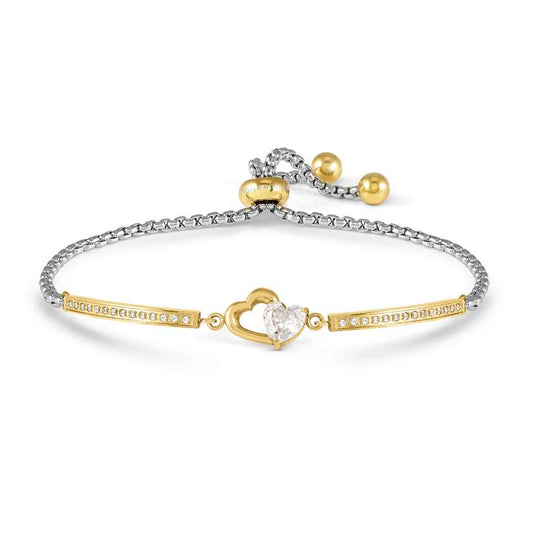 Milleluci Refined Interlinked Heart Bracelet in Gold & CZ