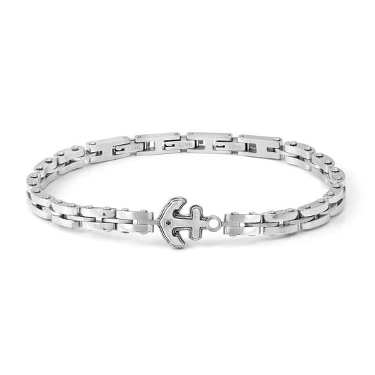 Strong Diamond Geometric Bracelet in Silver & Black Diamond