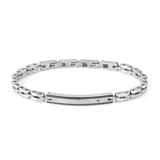 Strong Diamond Geometric Bracelet in Silver & Black Diamond Plate