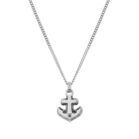 Strong Diamond Geometric Necklace in Silver & Black Diamond