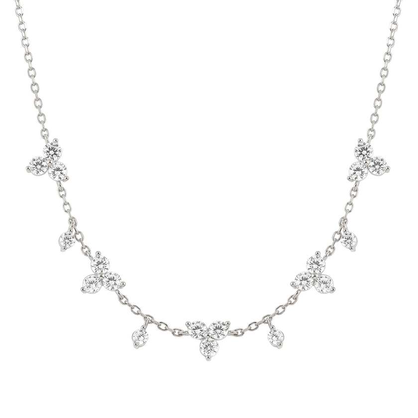 Life Bouquet Rhodium Necklace in Silver with CZ