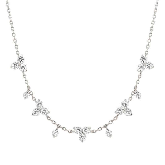 Life Bouquet Rhodium Necklace in Silver with CZ